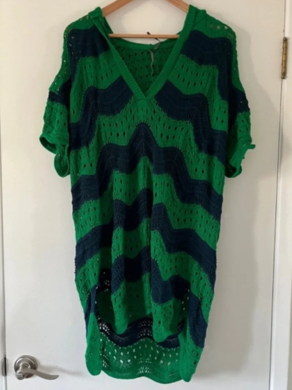 Washed Never Worn- Oversized Hooded Open Knit Tunic